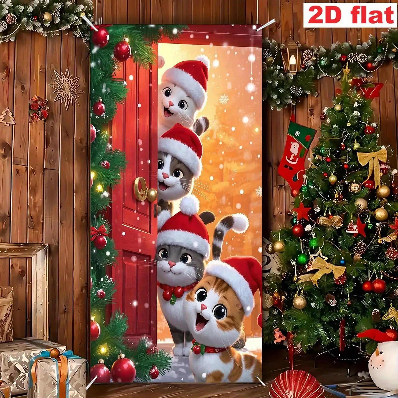 Christmas Door Wrap Cute Decor Waterproof Festive Decorations Outdoor Qme