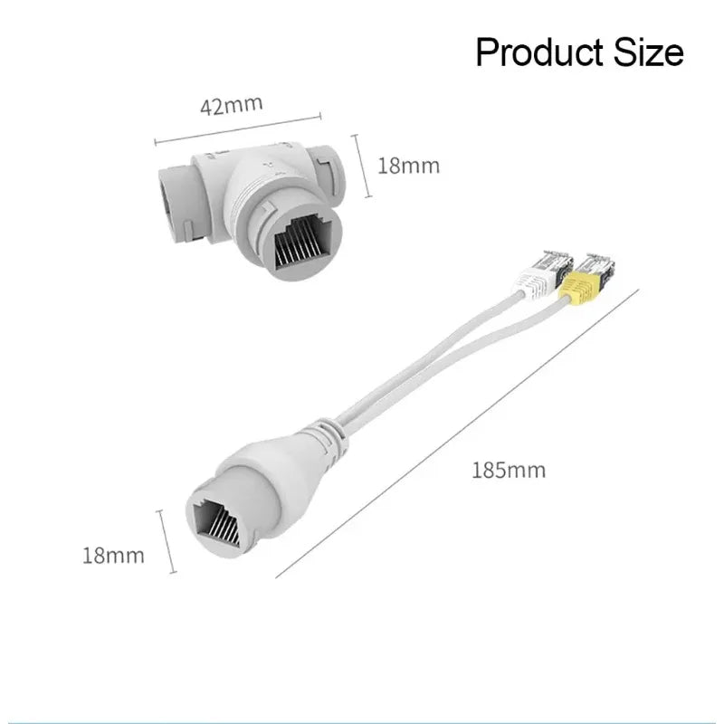 1PCS PoE Ethernet Splitter Switch Converter One Cable for 2 Cameras 5313AB Qme