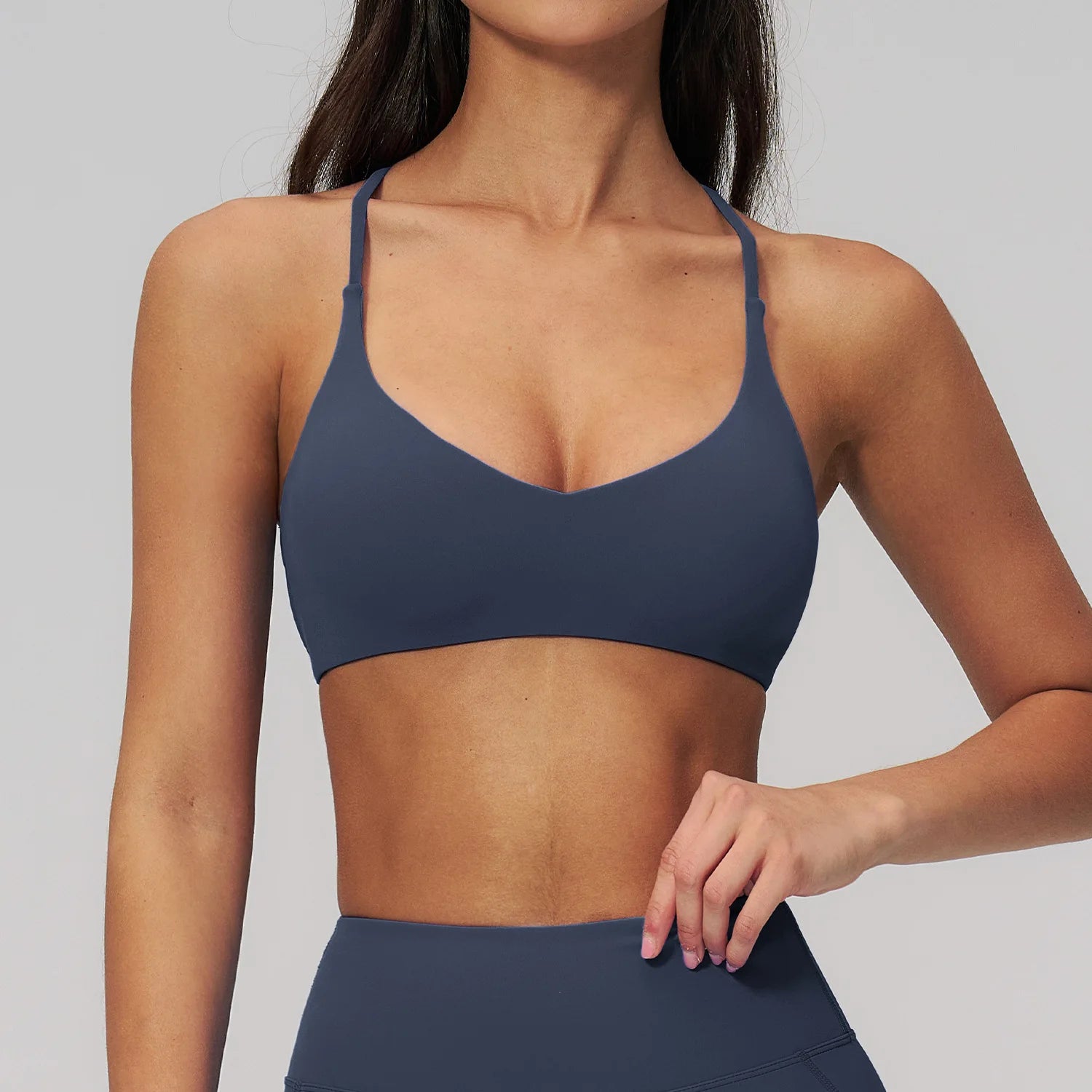 A Women's Cross Back Sports Bra Shock Resistant Gathered Sexy Gym Running Bra Summer Yoga Vest Outdoor Comfortable Fitness Wear Qme Cobalt blue XL