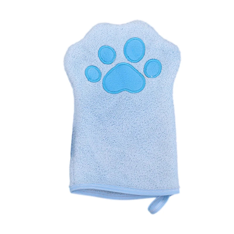 Reusable Pet Grooming Towel Soft Absorbent Quick-dry Bath Mitt Paw Qme Blue