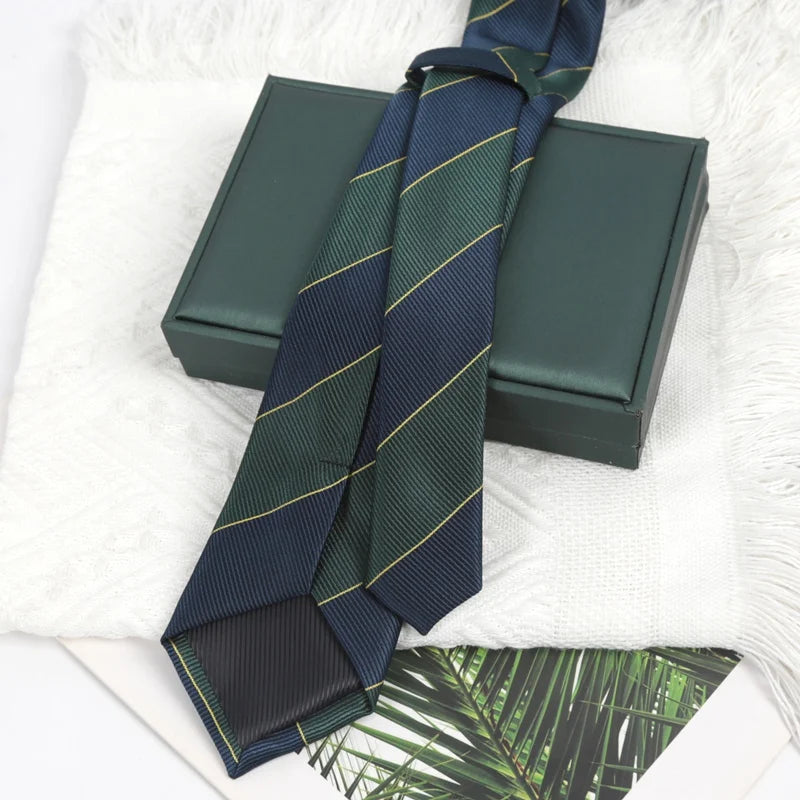 Ties Men Women Fashion Wholesale Dark Green Navy Blue Stripe Male Qme