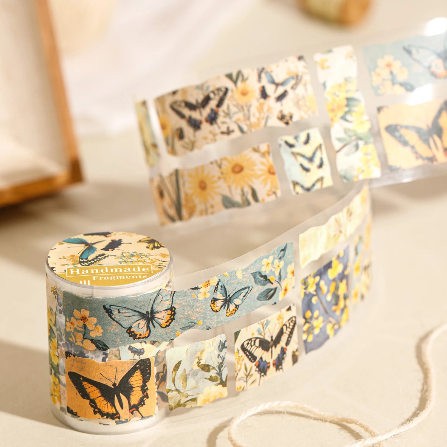 1 Roll Vintage Handmade Theme Ready-to-Use Washi Tape for DIY Journal Scrapbooking Phone Case Notebook Decoration Qme