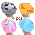 4Pcs/lot Random Style Lovely Cartoon Women Shower Caps Colorful Bath Shower Hair Cover Adults Waterproof Bathing Cap Animal Qme Random style 4Pcs
