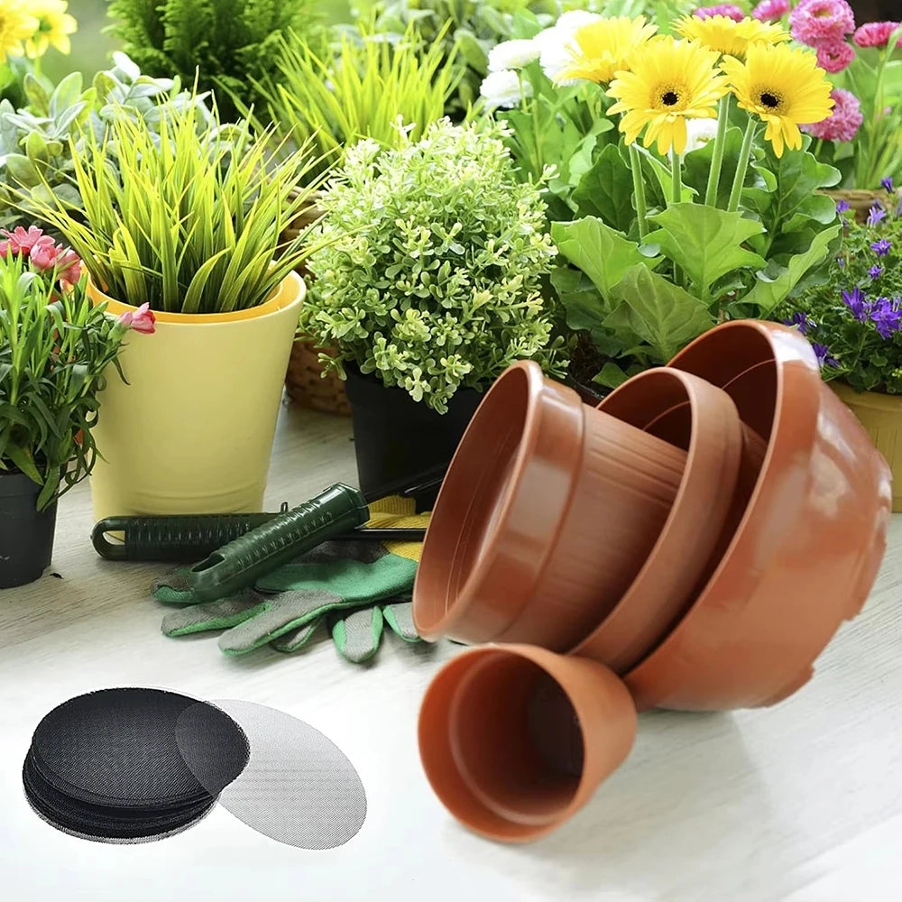 50PCS Flowerpot Gasket Ceramic Black Leakproof Soil Super Large Diameter Breathable Insect-Proof Plastic Circular Mesh Pad Qme