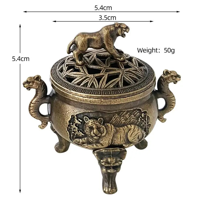 Tiger Incense Burner Metal Small Incense Burner Ornaments With Handle Yoga Meditation Home Decoration Ancient Style Qme 1pcs