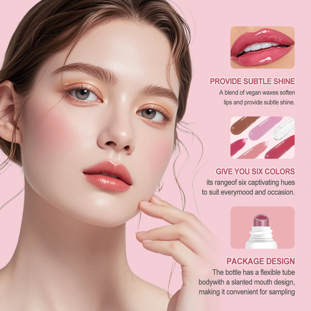 12 Pieces/Box of Unique Gift 6-Color Lip Gloss Set for Moisturizing and Brightening, Lip Color Regulator, Mother's Gift for Than Qme