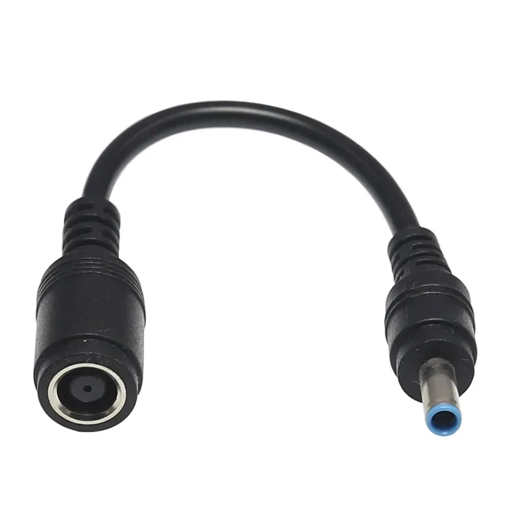Female 7.4mm X 5.0mm To 4.5mm X3.0mm Male Charger Adapter Power Connector Converter Cable DC Jack for Dell Hp Qme black