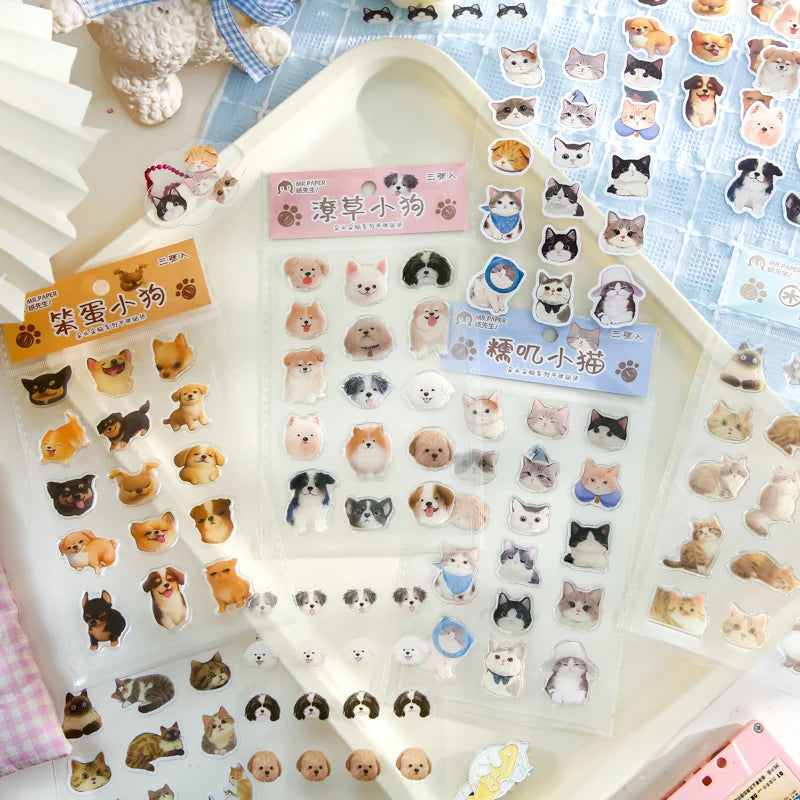 Mr. Paper Flat Paper Stickers Dumb and Brainy Series Cute Animals Gooka Hand Account Material Cut Film Irregular Stickers Qme