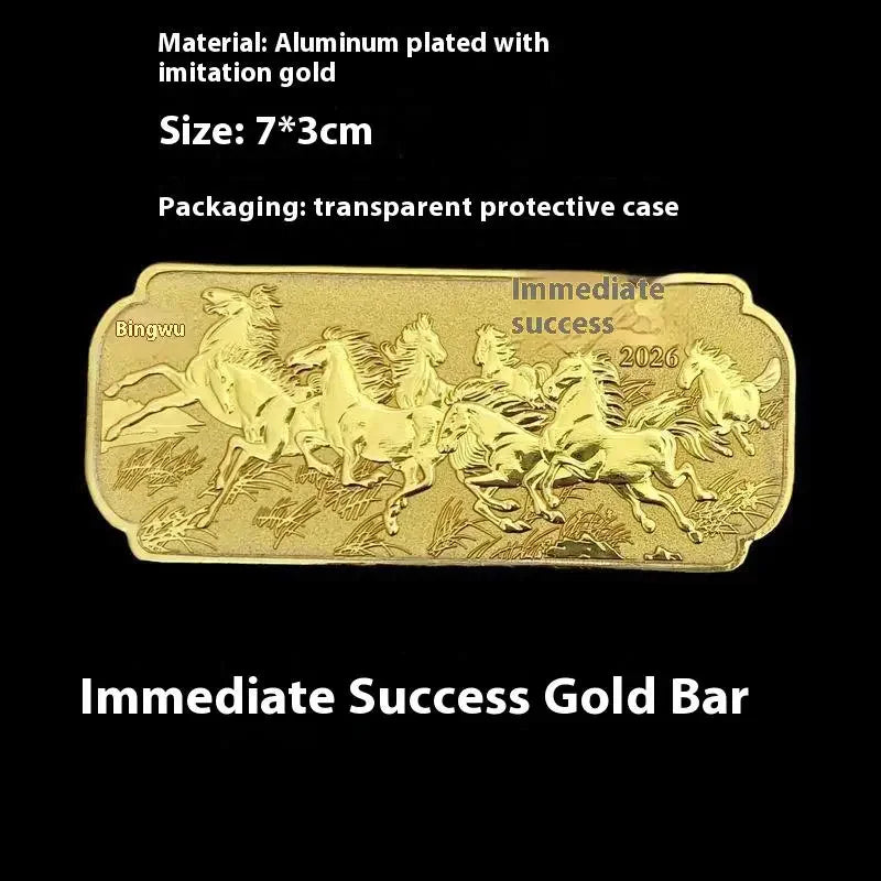 Zodiac Horse Commemorative Bar Metal Crafts 2026 Horse Year Birthday Small Gift New Year Coins Qme