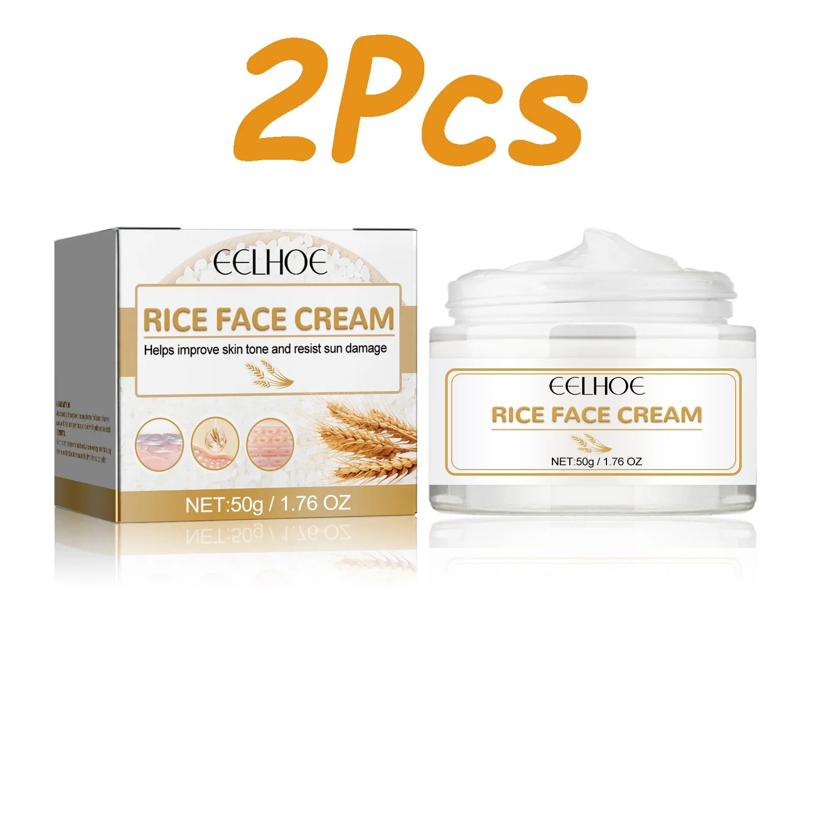 White Rice Face Cream Moisturizing Firming Fade Fine Lines Tighten Pores Lighten Dark Spots Nourishing Brightening Face Cream Qme 2 x 50g Boxed