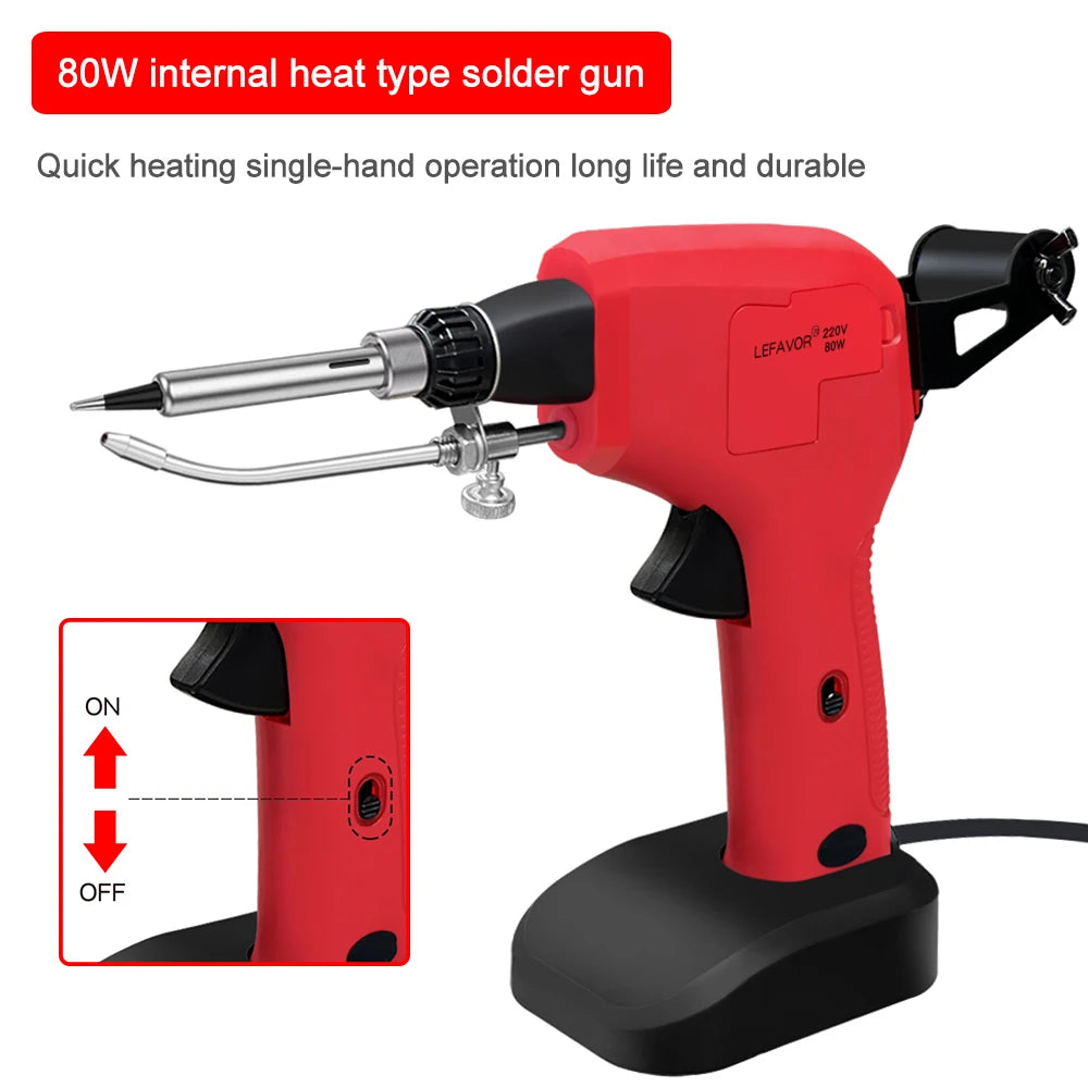 LEFAVOR 80W Soldering Iron Gun Hand-held Internal Heating Auto Send Qme