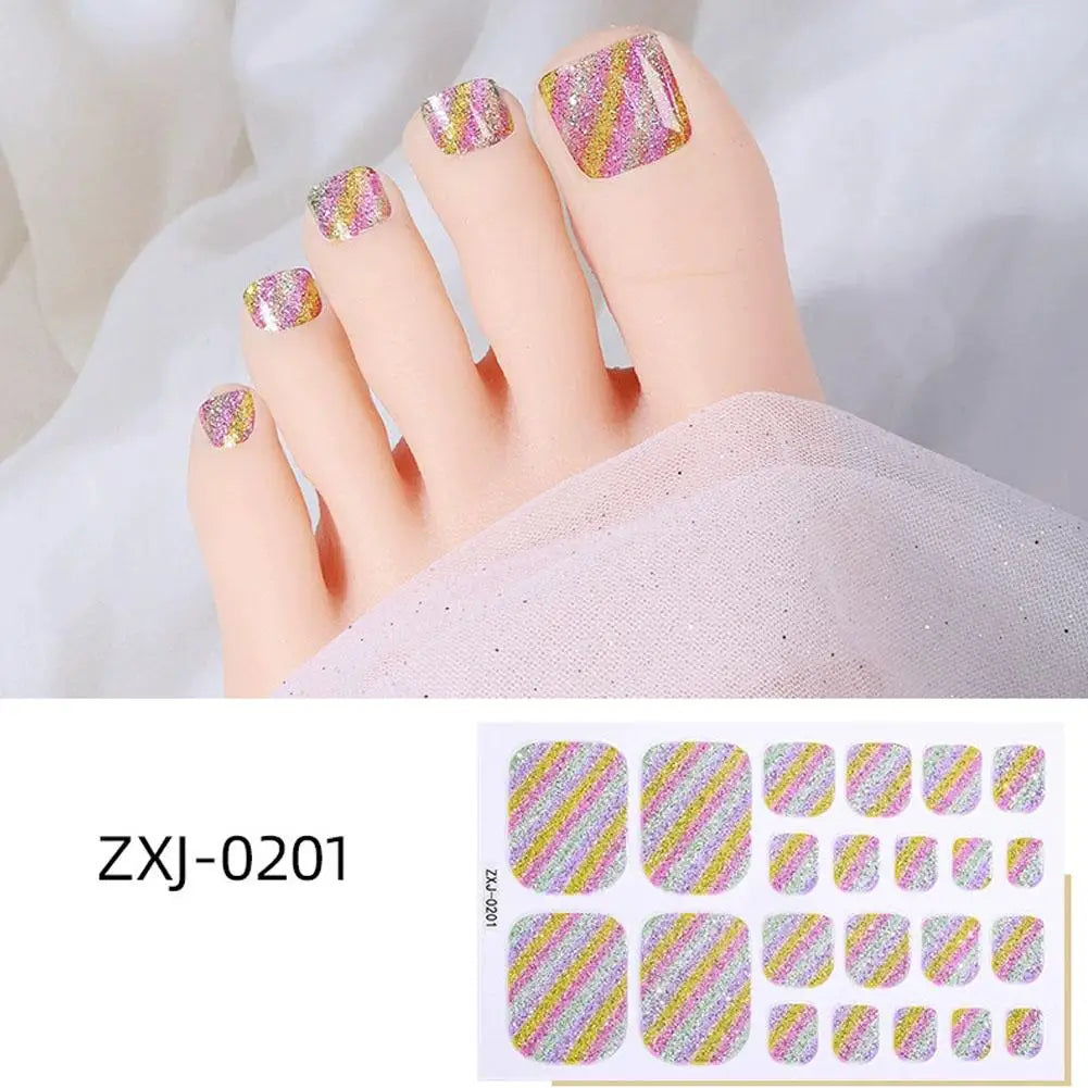 22 Srtips/sheet Toenail Semi Cured Gel Nail Wraps Long Lasting Full Cover Nail Gel Sticker Press on Nails Wraps Manicure Qme D CN