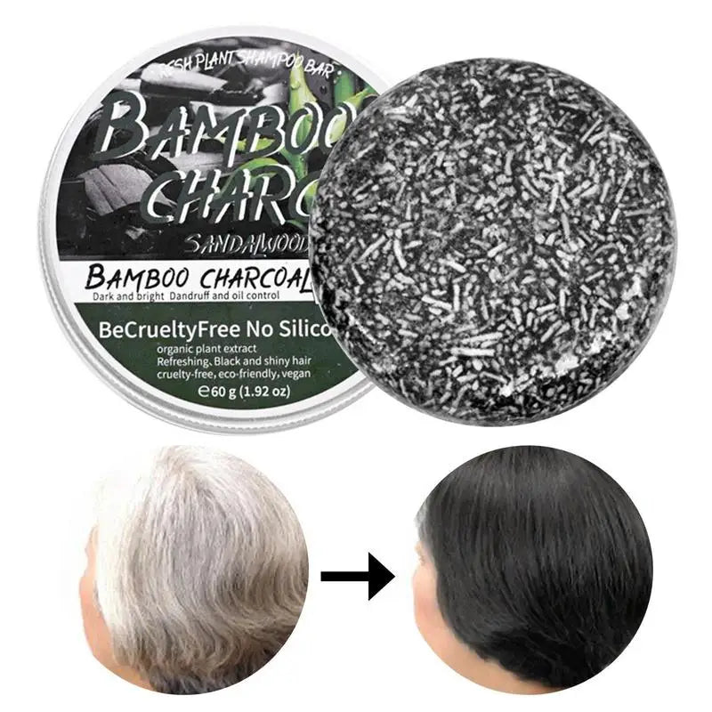 60g Hair Soap Hair Darkening Shampoo Bar Repair Gray White Hair Color Dye Hair Shampoo Natural Grey Gloss Black Soap Qme