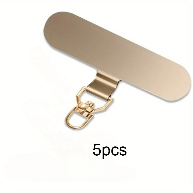 Newly Upgraded Mobile Phone Lanyard Connector, 360 ° Rotatable Stainless Steel Mobile Phone Lanyard Piece, Metal Patch Gasket Qme Golden 5pcs