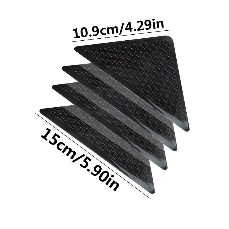 4-piece Waterproof Reusable Fixed Carpet Sticker Double-sided Qme black