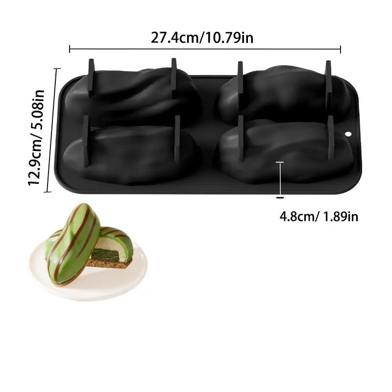 4-Cell Pistachios Nut Design Silicone Chocolate Mold Food Grade Qme Black