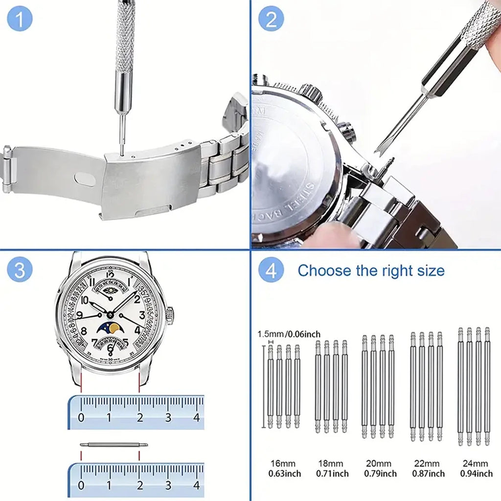 31 pieces Watch battery replacement kit service screwdriver watch band replacement tool shell opener Ideal choice for Gifts Qme