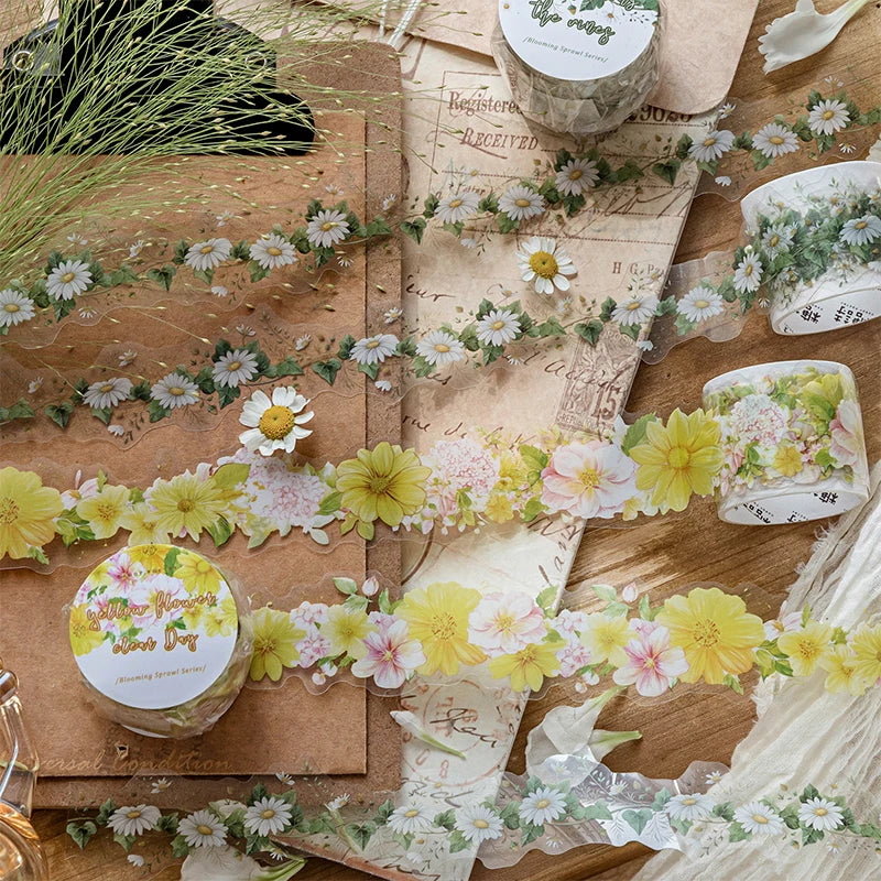 Floral Aesthetic Washi Tape Set, Fresh Spring & Summer Natural Vibe Decor, Ideal for Stationery Lovers & Journal Creators Qme