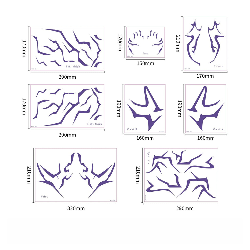 A 8PCS Demon Temporary Tattoo Set Patters Birthday Party Anime Stickers Boys Girl Haloween Cosplay Tattoos Qme