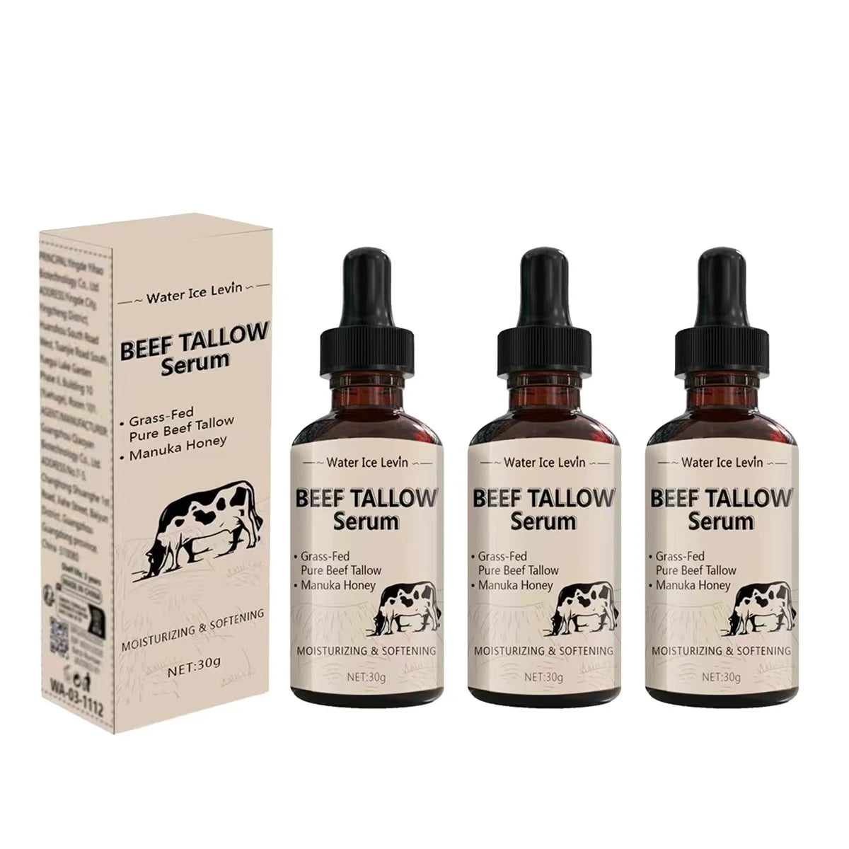 Beef Tallow Serum with Manuka Honey & Hyaluronic Acid - Moisturizing, Firming & Non-Greasy Face Serum for All Skin Types Qme YELLOW 30g