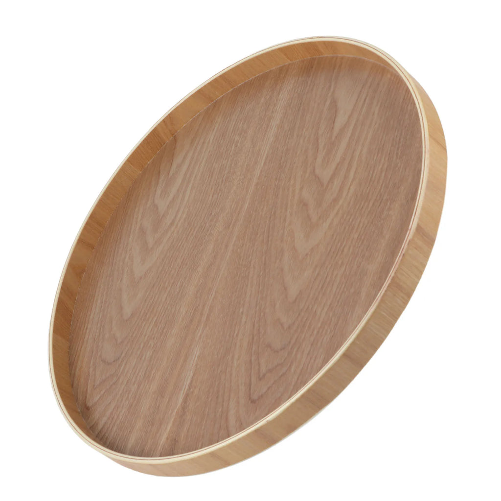 Round Solid Wood Serving Tray 37.5cm Wooden Tea Coffee Snack Food Tray for Restaurant Cafe Home Kitchen Tableware Qme