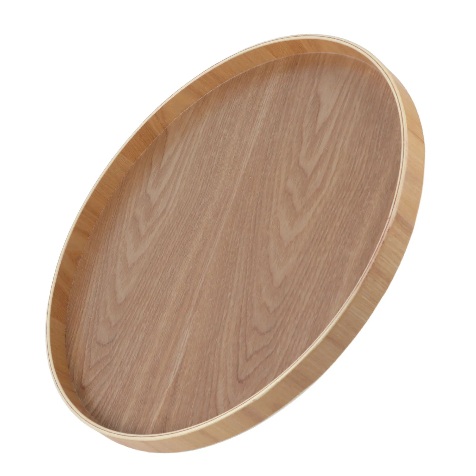 Round Solid Wood Serving Tray 37.5cm Wooden Tea Coffee Snack Food Tray for Restaurant Cafe Home Kitchen Tableware Qme