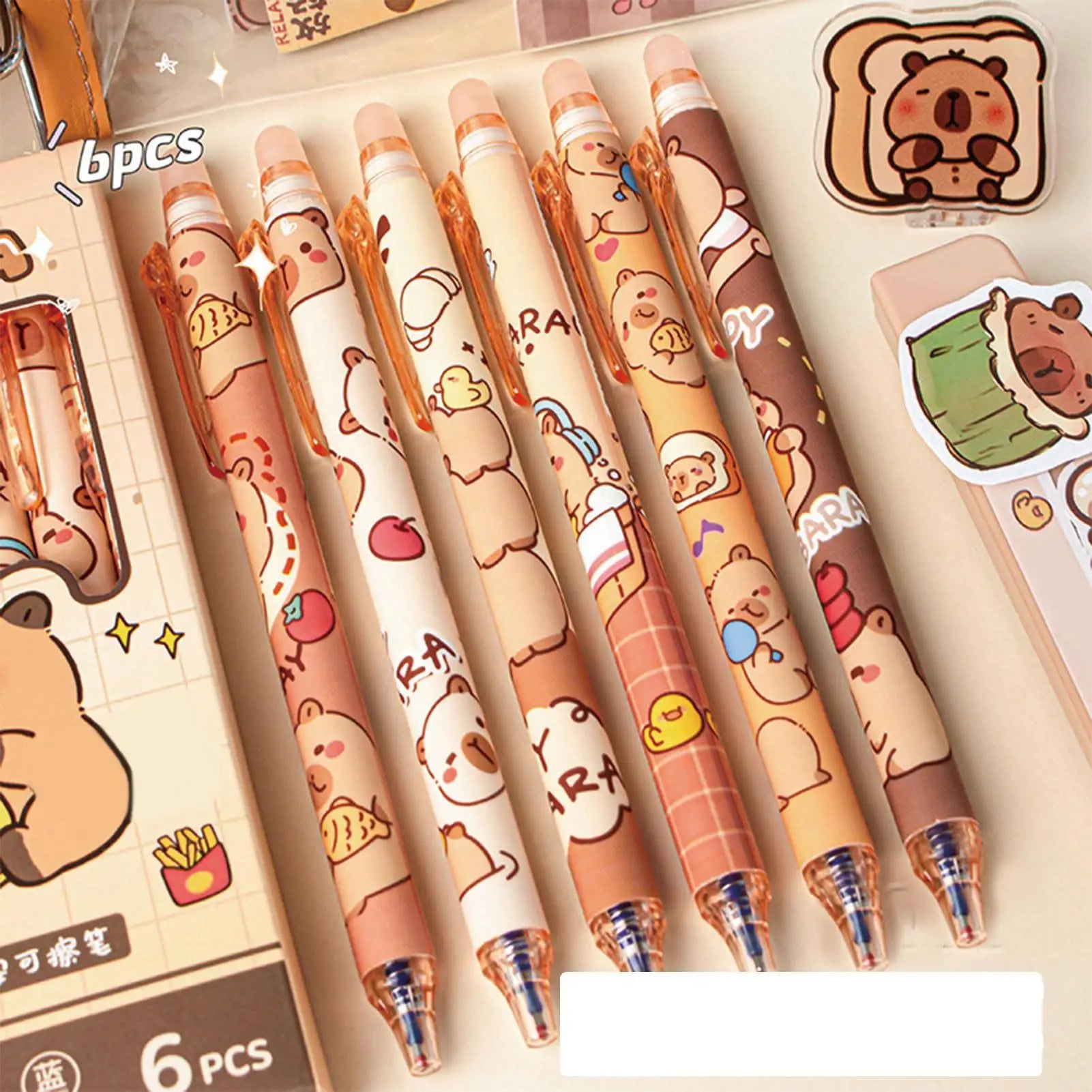Erasable Gel Pens Cartoon Animal Pattern Retractable Pen Fine Point Qme