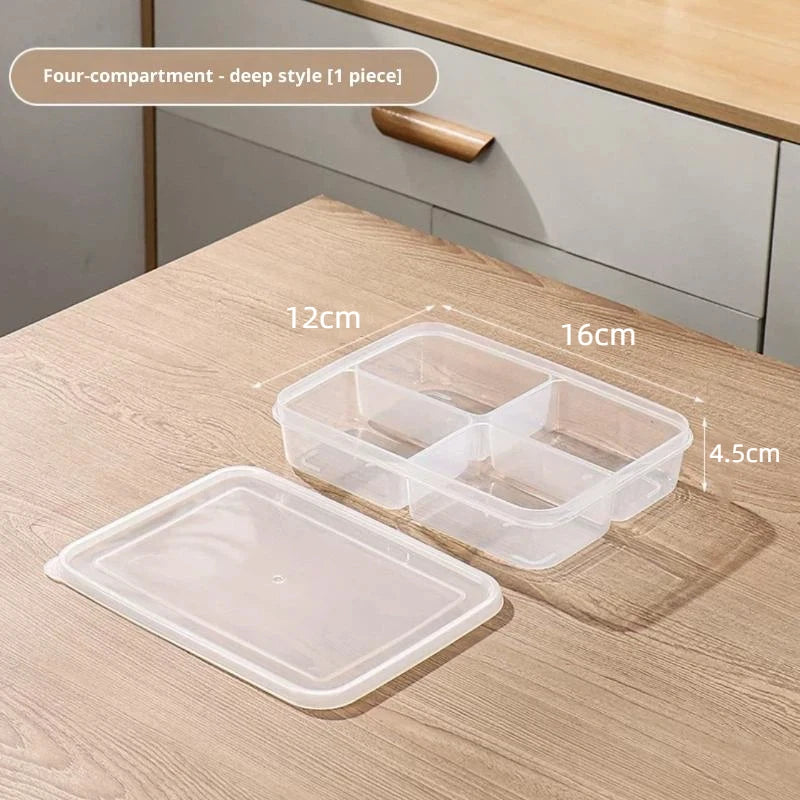 Refrigerator Storage Box Packed Meal Crisper Food Grade Sealed Food Meat 2/4/6 Compartment Refrigerated Storage Box Qme B