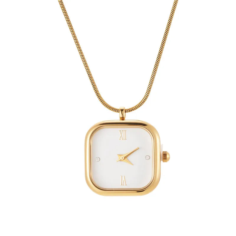 Watch Necklace Pocket Watch Square Drop Water Classics Dial Roman Numerals Pocket Watches with Necklace Christmas Birthday Gifts Qme Style 7
