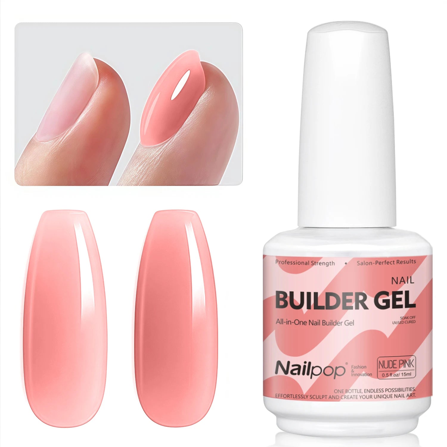 Nailpop 7-in-1 Builder Nail Gel HEMA TPO Fast Building Polish 8 Qme BG-NUDE PINK
