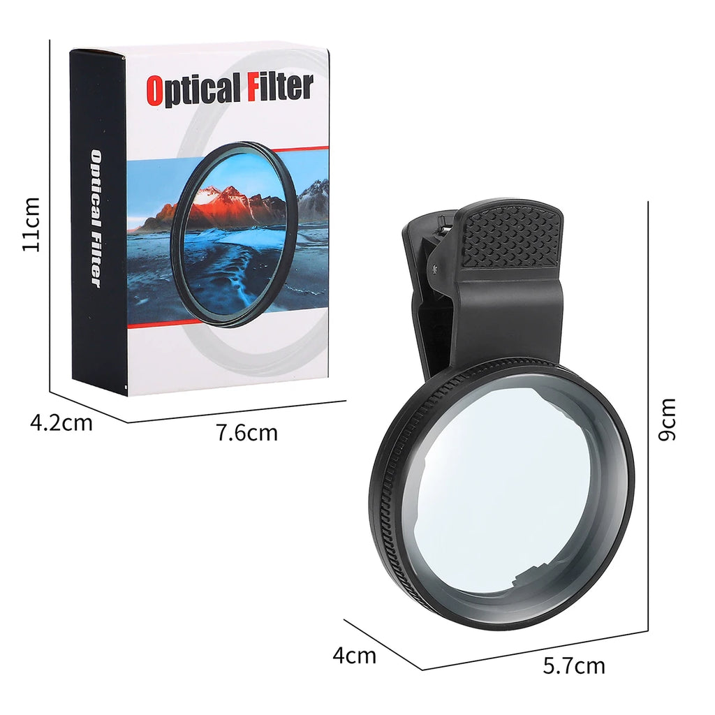 Circular Universal Polarizer Camera Lens Clip Portable CPL Filter Qme black
