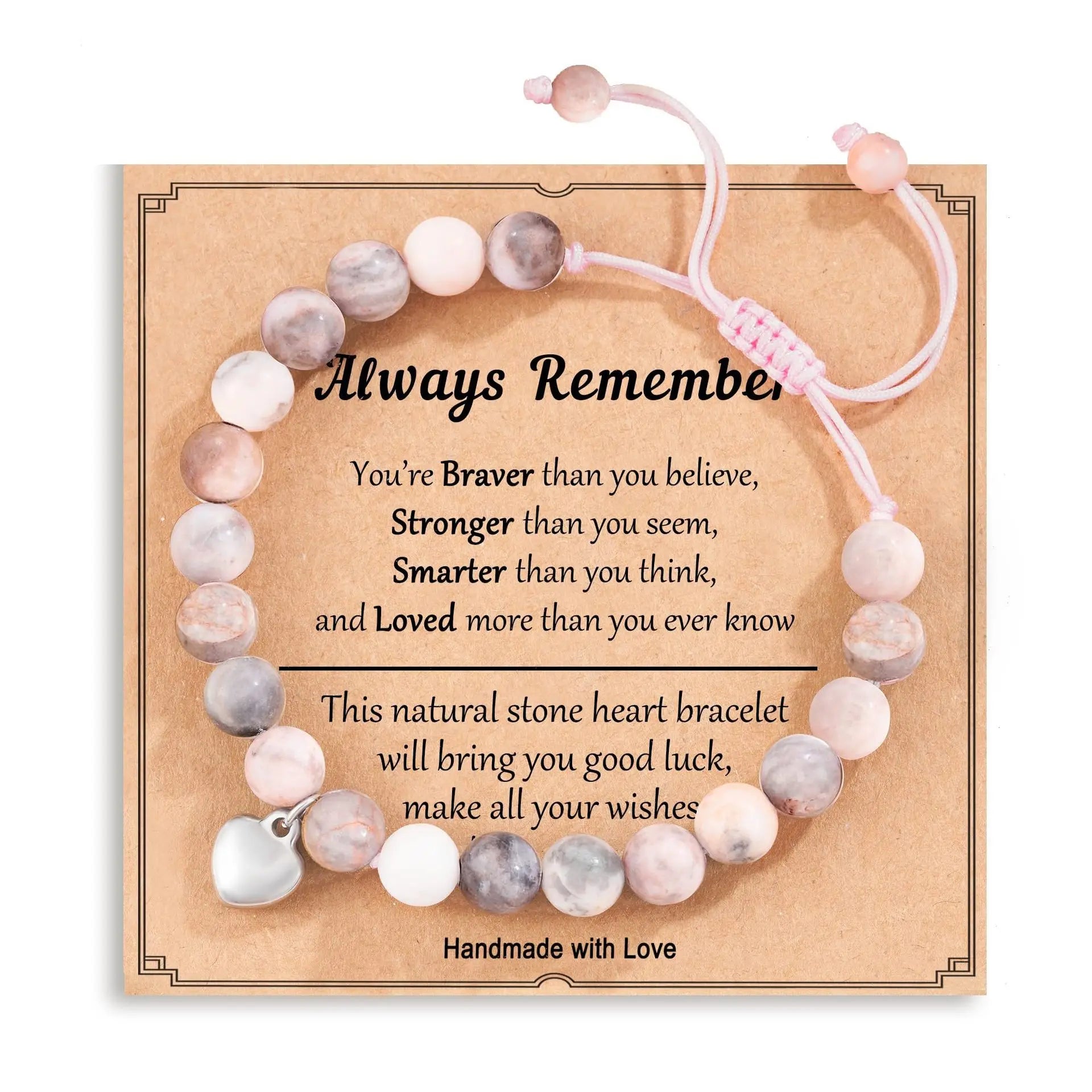 New Arrival Gifts for Birthday/ Love-Natural Stone Beaded Bracelet Handwoven Braided Adjustable Bangle Unisex Fashion Jewelry Qme PinkAlwaysRemember2