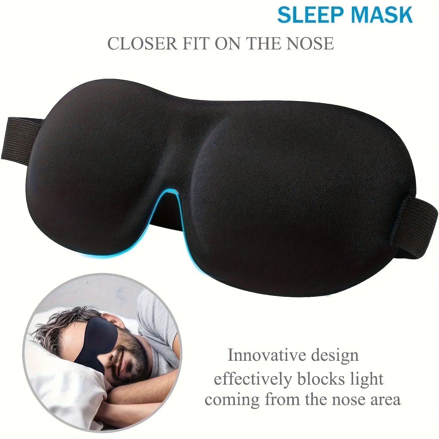 3D Eye Mask, Sleep Soft Padded Shade Cover Rest Relax Sleeping Blindfold, Lightweight Sleeping Mask, Eye Mask For Sleeping Qme