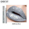 QIBEST Metallic Glitter Liquid Lipstick Makeup Waterproof Lip Gloss Long-lasting Shimmer Metal Diamond Lip Glaze Tint Charming Qme 06