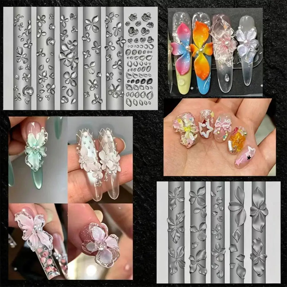 Flower Petals Silicone Nail Art Molds Women DIY 3D Resin Design Qme