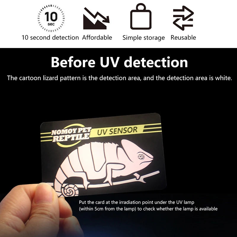 Reptile UVB Light Lamp Bulb Test Card UV Tests Paper Tester Meter Pet Supplies Turtle Ultraviolet Test Tool. Qme