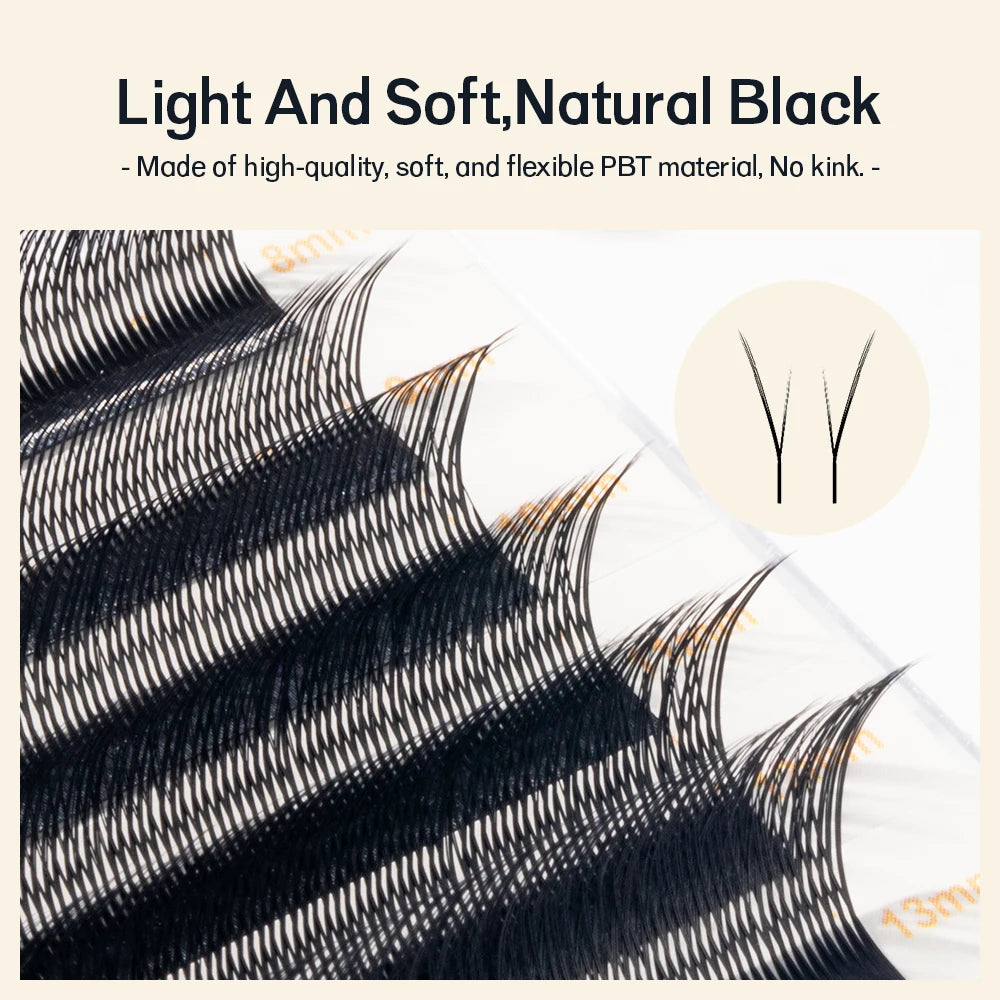 NATUHANA Fox YY Shaped Eyelashes Extensions Matte Black Natural Soft Qme