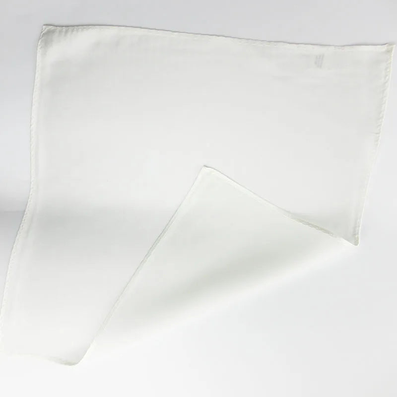 Classic Solid White Brown Pocket Square Gentleman Elegant Silk Qme
