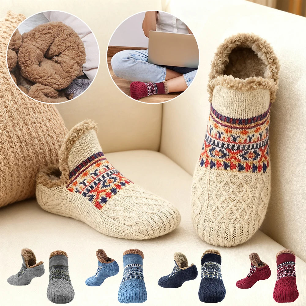 Thickened Floor Socks Women Men Home Slippers Socks Non Slip Knitted Carpet Sock Winter Thermal Sleeping Socks Christmas Gifts Qme