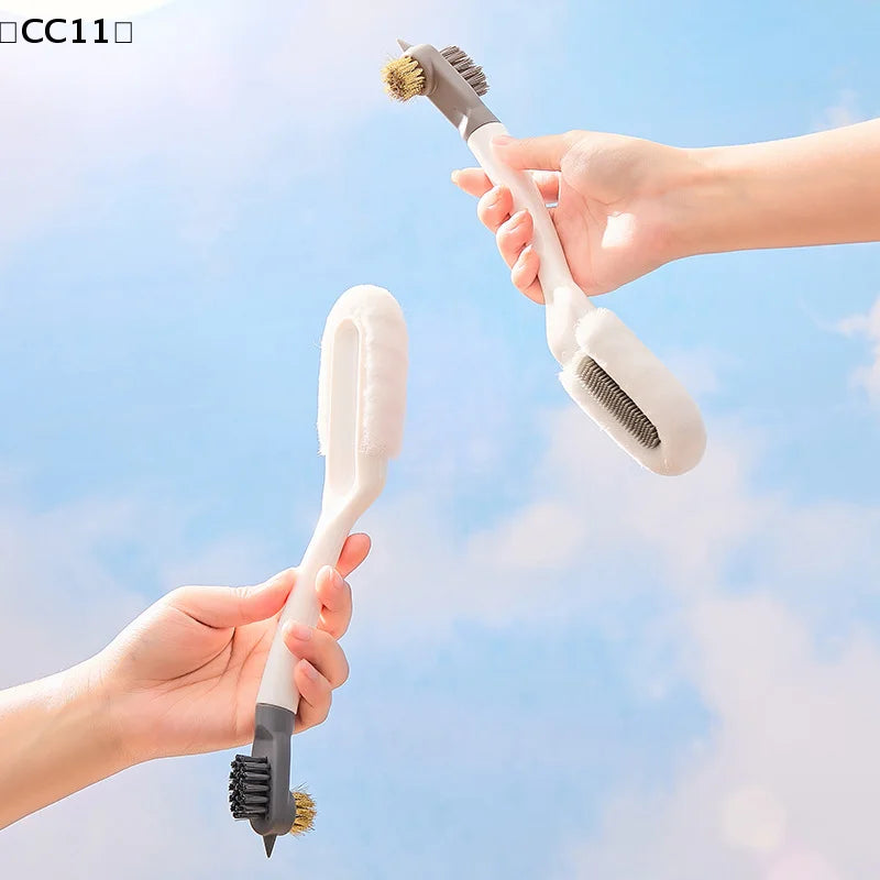 Shoe Cleaning Brush Multifunctional Long-handled Cleaner White Qme