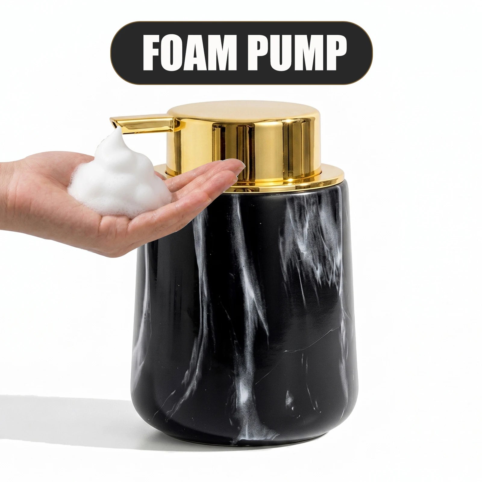 Luxury Marble Pattern Foaming Soap Dispenser Refillable Hand Soap Pump Bottle for Bathroom Kitchen Hand Washer Container Home Qme gold
