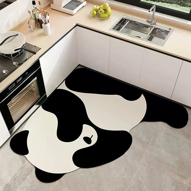 L-shape Absorbent Kitchen Floor Mat Long Diatomite Rug Soft Washable Qme