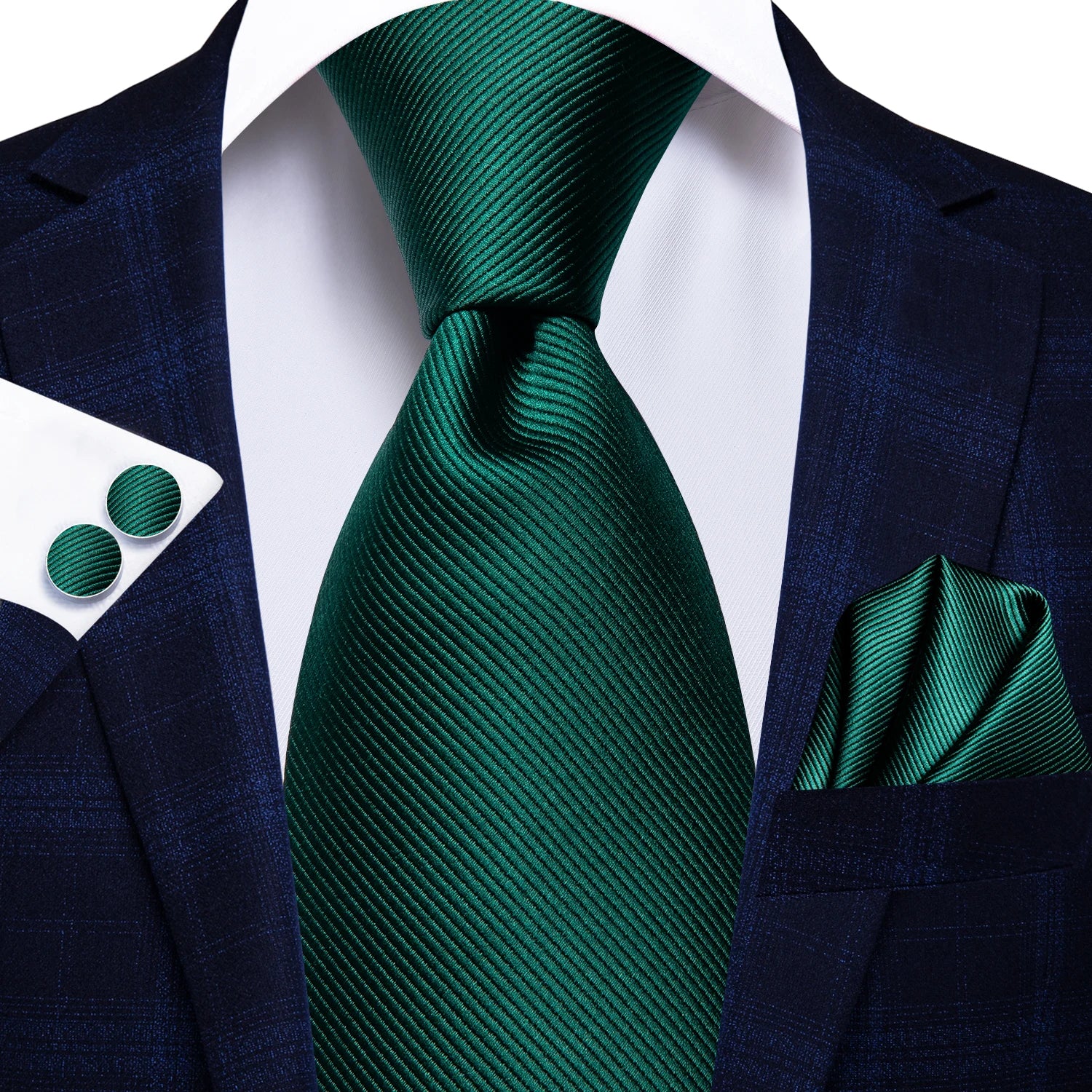 Hi-tie Paisley Dark Green Black Mens Elegant Necktie Handkerchief Qme HT-N-0830