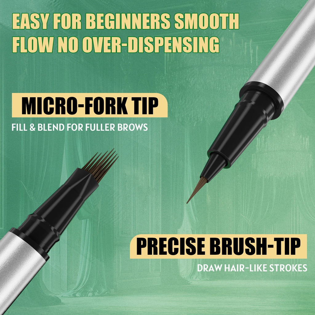 2 in 1 Dual-Ended Eyebrow Pencil & Eyeliner, Waterproof Sweat-Proof Smudge-Proof Fade-Resistant 4D Microcarving Realistic Eyebro Qme