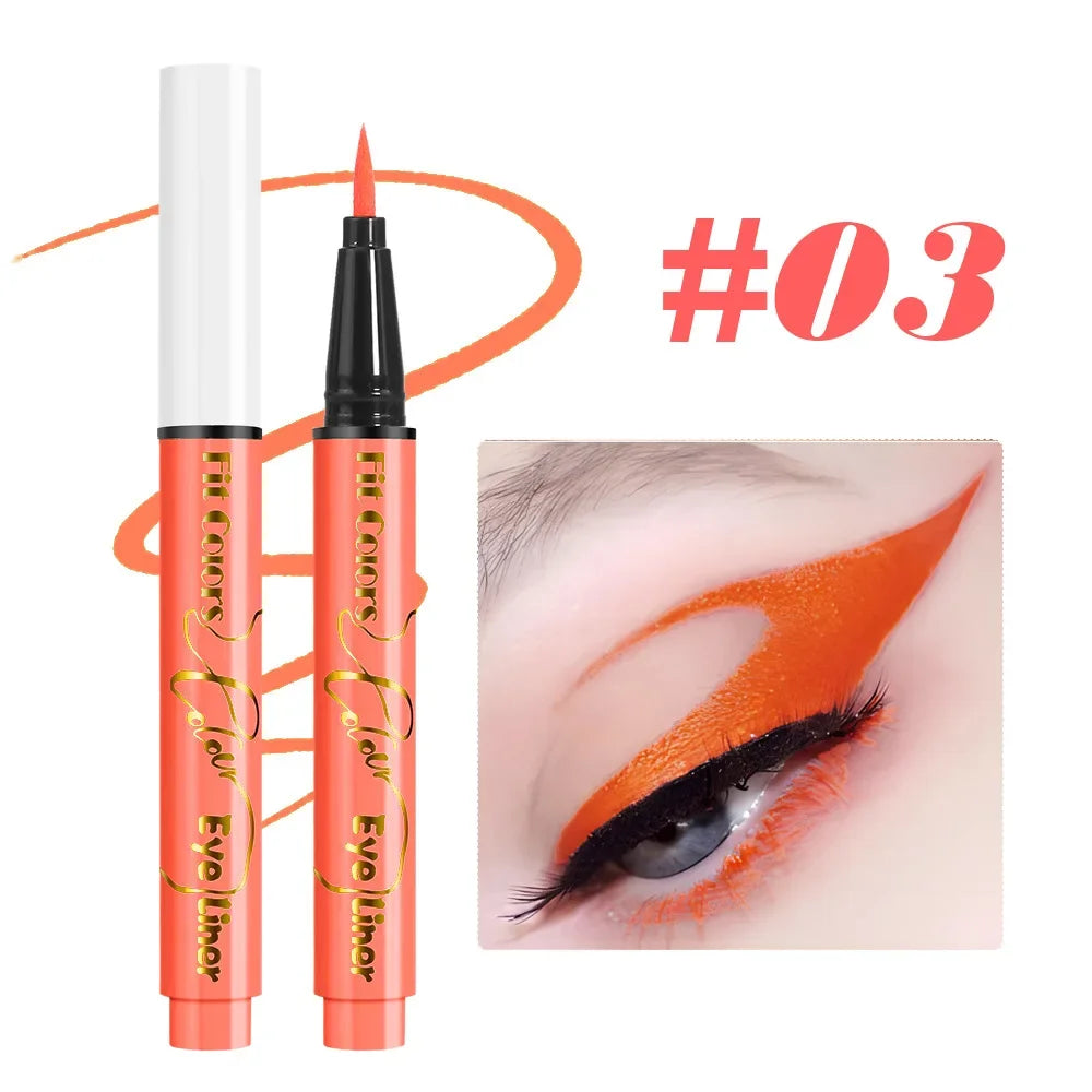 12Colors Liquid Eyeliner Neon Colored Halloween Liner Eyeliner Pen Waterproof UV Blacklight Fluorescent Face Body Paint Makeup Qme 03