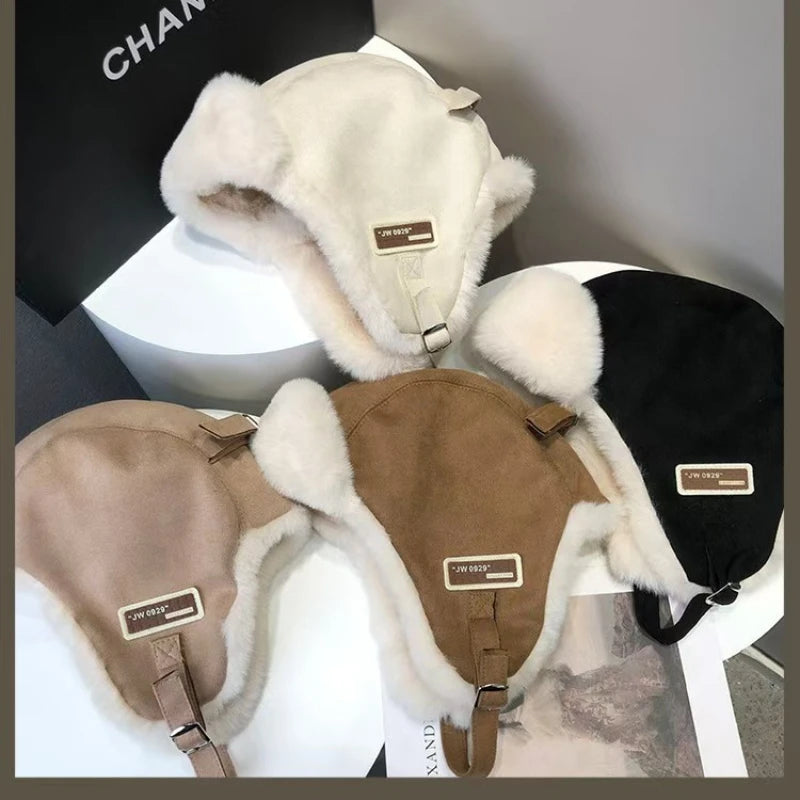 Winter Warm Ear-protecting Hat Outdoor Cycling Retro Fleece Plush Lei Qme