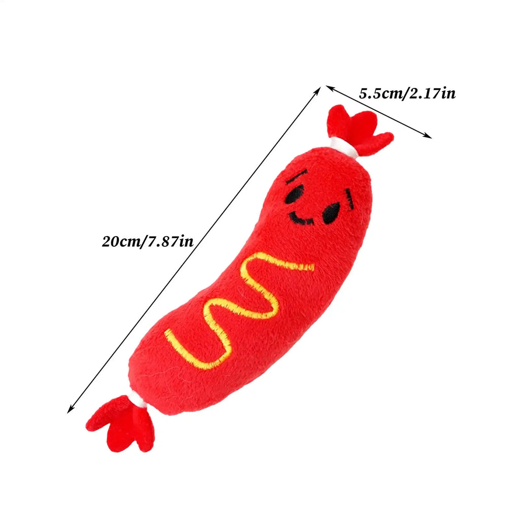 Dog Squeak Toys Hot Dog Shape Plush Puppy Chewing Supplies Pet Grinding Teeth Toy for Pet Parents Trainers Apartment Bedroom Qme