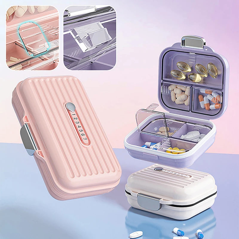Mini Pill Box Travel Lightweight 7 Compartment Medicine Organizer Qme