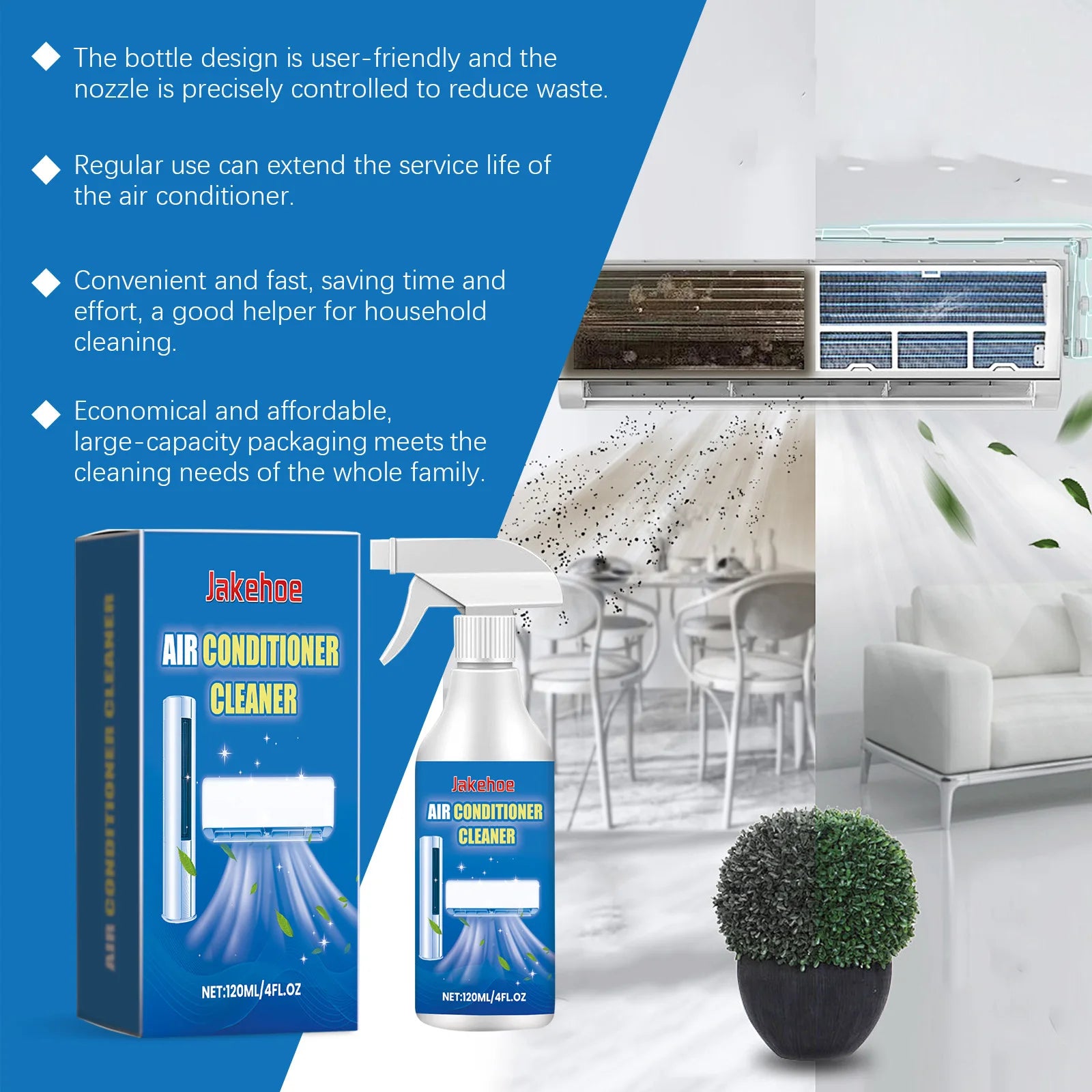 Air Conditioning Cleaning Spray Deodorizer Radiators Fan Cleaner Coil Dirt Clean Wash Foam Multipurpose Air Conditioner Cleaner Qme
