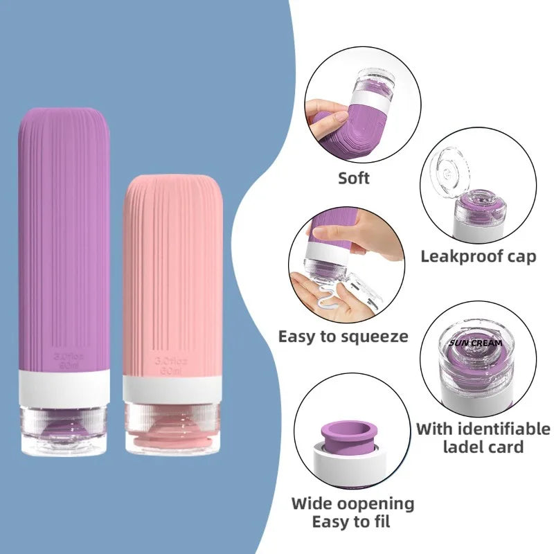 Leak Proof Travel Bottle Silicone Toiletries Containers Portable Qme